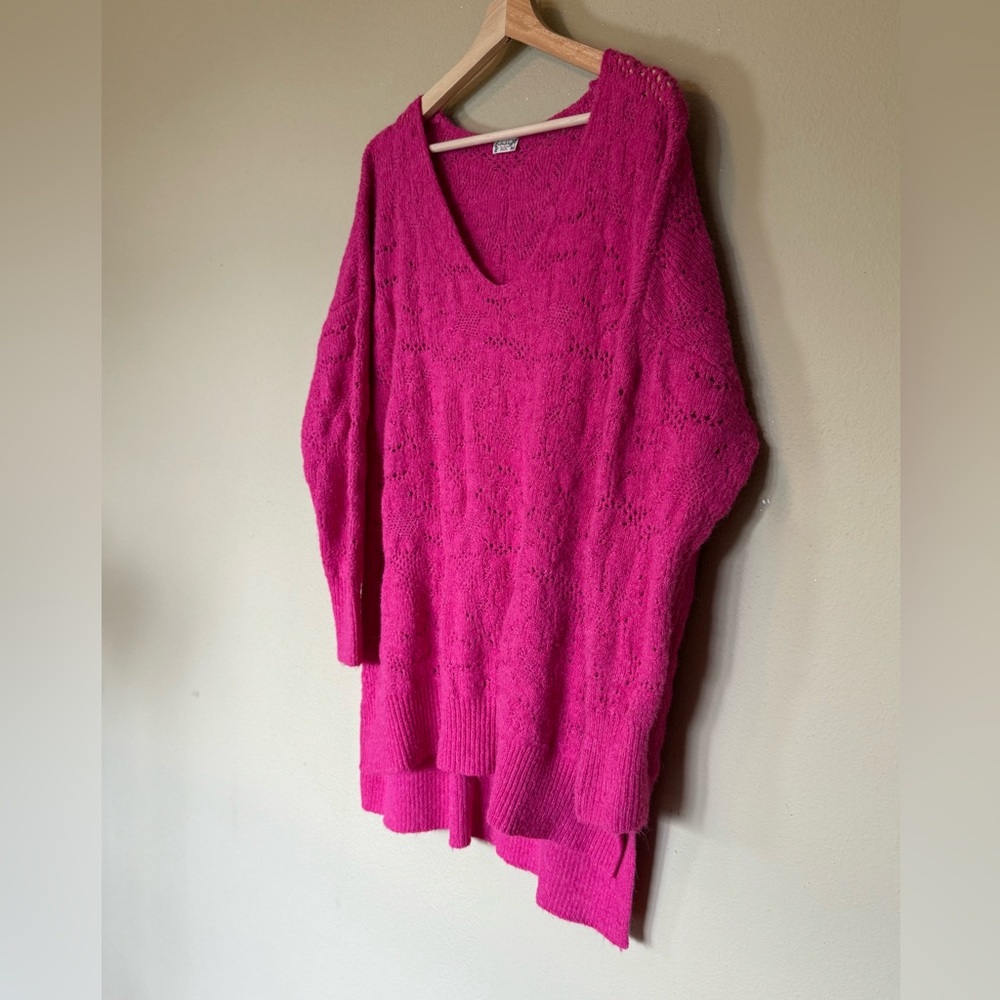 Free People Intimately Hot Pink Wool Blend Knit Tunic Sweater Sz XS/S - Picture 3 of 8